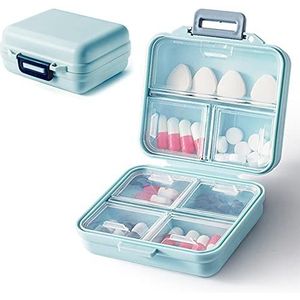 Tablettenbox met 7 vakken, medicijnorganizer van kunststof, levensmiddelenkwaliteit, voor vitamine en voedingssupplementen, tabletten, reizen en dagelijks gebruik (blauw)