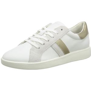 Geox Dames D MELEDA B Sneaker, White/Platinum, 35 EU, White Platinum, 35 EU