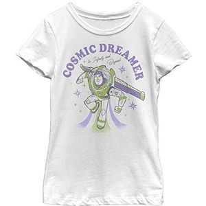 Disney Little, Big Pixar Toy Story 4 Cosmic Dreamer Girls Short Sleeve Tee Shirt, White, Small, wit, S
