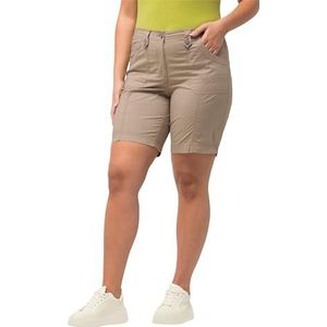 Ulla Popken Dames grote maten plus size cargo bermuda, comfortabele band, 4-pocket-snit 818455, kit, 50W / 32L