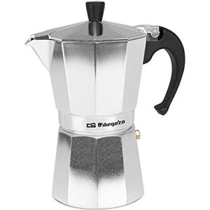 Orbegozo KF 600 Italiaans koffiezetapparaat van aluminium, 6 kopjes inhoud (280 ml), ergonomische handgreep, veiligheidssluiting, afneembaar filter