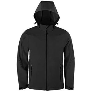 HRM Heren Softshell Jas met Capuchon, Donkergrijs Maat 2XL I Premium Softshelljas voor Heren, Waterafstotend I 5.000mm Waterkolom I Functionele Jas I Werkkleding I Hoogwaardige & Duurzame Herenkleding