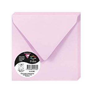 Clairefontaine 5538C enveloppen, rubber, vierkant, 14 x 14 cm – 120 g/m², kleur: roze (dragee) – uitnodigingen voor evenementen en bijpassende – collectie pollen – premium papier, glad