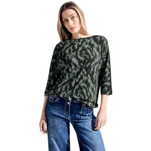 Cecil Dames T-shirt met patroon, sterk kaki, M