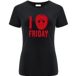 ERT GROUP Origineel en officieel gelicentieerd zwart horror T-shirt voor dames, patroon Friday The 13th 008, enkelzijdige print, maat S, Vrijdag The 13th 008 Zwart, S