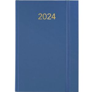 Grafoplás | Agenda 2024 dag per pagina | blauw | gevoerde omslag van vinyl | verticale sluiting | bladwijzer | 14,5 x 21 cm | jaarlijks | serie Florence