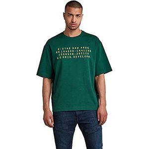 G-STAR RAW Heren tekst Graphic Loose R T-shirt, groen (Bright Laub B248-a914), XS