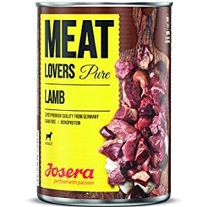 Josera Meat Lovers Pure Lamb Natvoer voor honden, graanvrij, hoog vleesgehalte, heerlijk lam, sappige bouillon en mineralen, volledig voer, 6 x 400 g