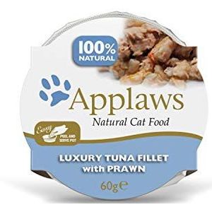 Applaws kattenvoer pot tonijnfilet met garnalen, pak van 10 x 60 g,Meerkleurig