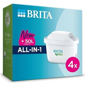 BRITA Maxtra Pro All-in-1 Pack 4 waterfiltercartridge – origineel BRITA-reserveonderdeel, vermindert verontreinigingen, chloor, pesticiden en kalk voor lekker smakend leidingwater