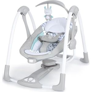 Ingenuity ConvertMe 2-in-1 compacte draagbare babyschommel en kinderzitje, 5 automatische schommelinstellingen, rustgevende trillingen, 12 melodieën, 4 natuurgeluiden - Raylan, van pasgeboren tot 9 maanden,