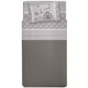 PENSIERI DELICATI Beddengoedset voor eenpersoonsbed, flanel, 100% katoen, warm en zacht, voor eenpersoonsbed 90 x 200 cm, inclusief hoeslaken, dekbedovertrek en 1 kussensloop, vervaardigd in Italië,