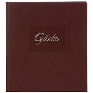 goldbuch Gastenboek met bladwijzers, Seda, 23 x 25 cm, 176 witte blanco pagina's schrijfpapier, kunstdruk geribbeld met zilveren reliëf, bruin, 48050