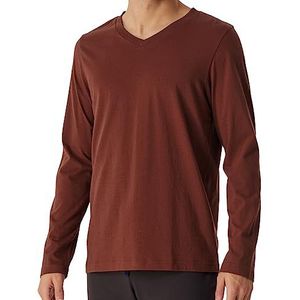 Schiesser Heren slaapshirt lange mouwen V-hals mix + Relax pyjama-bovendeel, terracotta, 48, terracotta, 48