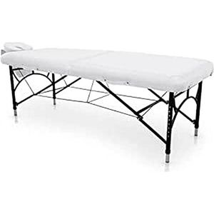 QUIRUMED Easy Force Massagestoel, inklapbaar, van aluminium, wit, massagetafel, kunstleer, vulling met hoge dichtheid, in hoogte verstelbaar, afneembare kop, licht, tot 210 kg