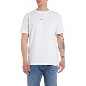 Replay T-shirt voor heren, korte mouwen, regular fit, 001, wit, XL