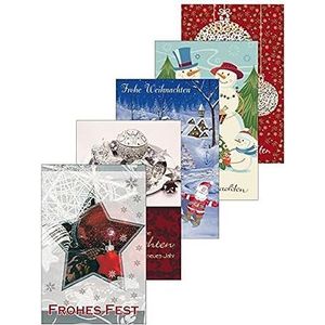 Susy Card 40008769 Kerstwenskaarten, verpakking van 10 stuks, 5 motieven: sneeuwpop, ballen 2x, ster, dorp