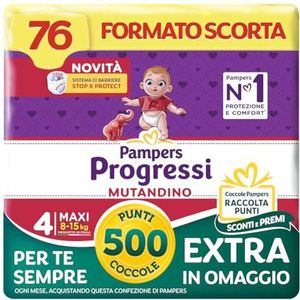 Pampers Progressi Maxi-broekje + 500 extra knuffelpunten, maat 4 (8-15 kg), 76 luiers (voorraad)