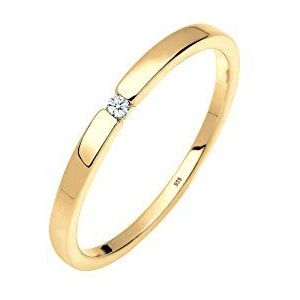 Elli DIAMONDS Ring Dames Verlovingsring Klassiek met Diamant (0.015 ct.) in 925 Sterling Zilver