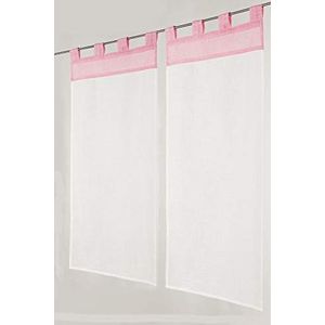 Linder vitrage, 60% polyester, 40% katoen, roze, 45 x 90 cm