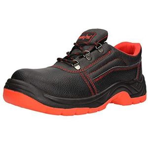 Fuzzio Reis Veiligheidsschoenen voor heren, werkschoenen met schoenveters, rood, 39 EU