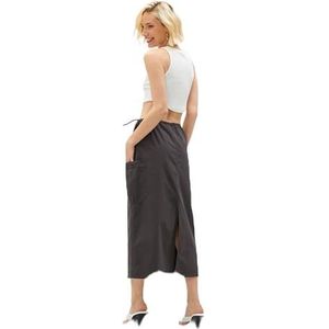 Koton Mini-parachute rok voor dames, elastische taille, zakdetail, antraciet (924), M