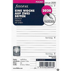 Filofax agendavulling Pocket 1 week op 2 pagina's verticaal (Duits) 2020