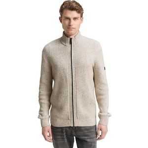 TOM TAILOR - Gebreid Vest - Wolwit - Recht Model - Lange Mouw