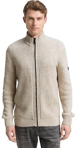 TOM TAILOR - Gebreid Vest - Wolwit - Recht Model - Lange Mouw