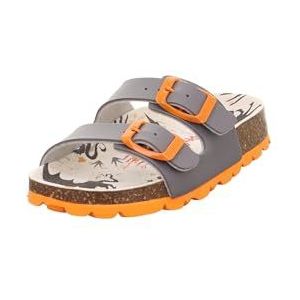 Superfit Mädchen FUSSBETTPANTOFFEL Hausschuhe, GRAU/ORANGE 2100