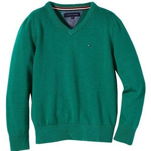 Tommy Hilfiger Tommy Vn pullover, effen, V-hals, voor jongens, groen (Shady Glade), 5 Jaren