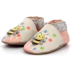 Robeez Meisje Bee Carefull pantoffel, Wit Roze, 23/24 EU