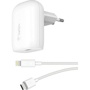 Belkin 30 W USB-C-wandlader met USB-C/Lightning-kabel, USB-IF-gecertificeerd, PPS, Power Delivery 3.0 voor het snelladen van een iPhone 13, Pro, Pro Max, mini en meer