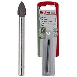 Fischer 551344 Boor voor glas, keramiek en tegels met hardmetalen snijkant voor glas en keramiek, grijs, 10 mm
