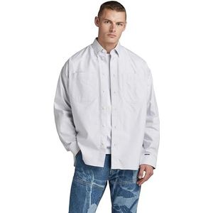 G-STAR RAW Heren Tp Bttn Down Oversized shirt met lange mouwen, meerkleurig (Oyster Blue/White Oxford D23744-c895-c759), L