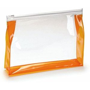 eBuyGB Pack van 10 Unisex transparante toilettas cosmetische tas voor reizen, oranje versiering
