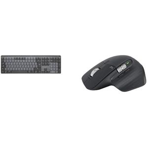 Logitech MX Mechanisch, Draadloos, Verlicht Toetsenbord, Lineaire Schakelaars, Duitse QWERTZ indeling - Grijs & Logitech MX Master 3S mouse Right-hand RF Wireless+Bluetooth Optical, 910-006559