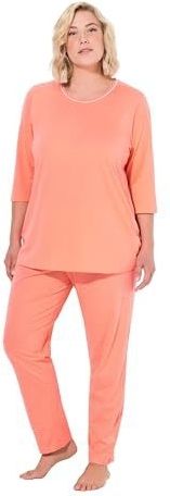 Ulla Popken - Pyjama Set - Koraal - Plus Size Curvy - 3/4 Mouw