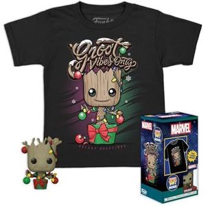 Funko Pocket Pop! & Tee: Guardians Of the Galaxy - Holiday Groot - Small - (S) - Marvel Comics - T-shirt - Kleding met vinyl minifiguur om te verzamelen - cadeau-idee - speelgoed en shirt met korte
