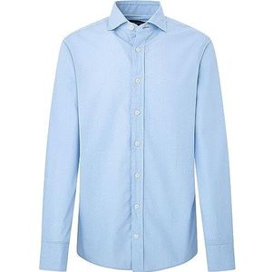 Hackett London Yarndye overhemd met stippen voor heren, Blauw (blauw/wit), XL