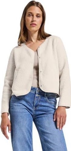 Street One Teddy jas voor dames met knoopsluiting, Tusk Cream, 46