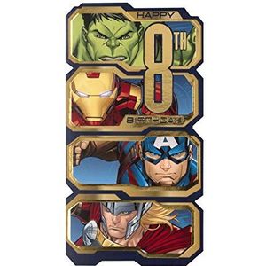 Leeftijd 8 Verjaardagskaart a van Hallmark - Die-Cut Marvel Avengers Design