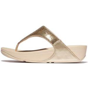 Fitflop Dames LULU pailletten teen post sandalen, platino, 7 UK, Platino, 41 EU