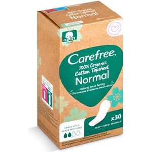 Carefree Inlegkruisjes van biologisch katoen, hypoallergeen en ademend, normaal, 30 stuks