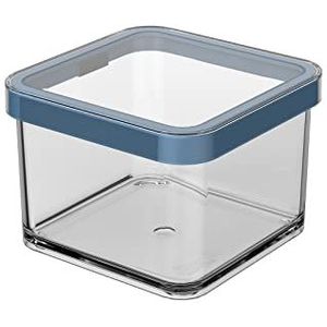 Rotho Loft Voorraadpot 0.5l met Deksel, voedselveilige kunststof (SAN) BPA-vrij, transparant/blauw, 0.5l (10.0 x 10.0 x 7.2 cm)