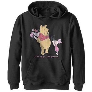 Disney Winnie The Pooh Friends Forever Boy's Hooded Pullover Fleece, Zwart, Small, Schwarz, S