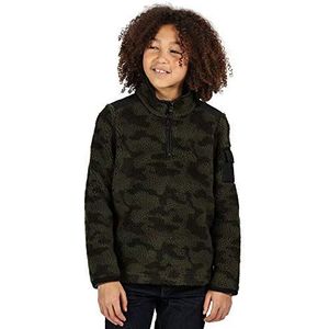 Regatta Macklin fleecejack Junior met opening met 3/4 rits en zakken, fleece, uniseks, kinderen, donker kaki/zwart, FR: S (maat fabrikant: 3 – 4)