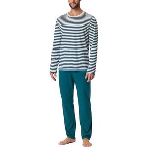 Schiesser Heren pyjama lange ronde hals nightwear set pyjamaset, jeansblauw_181166, 50, jeansblauw_181166, 50