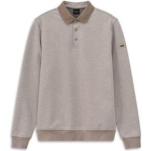 bugatti Heren sweatshirt lange mouwen 8550-15126E polokraag modern fit drukknopen, 40-beige, L
