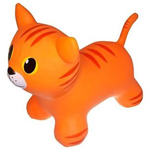 GERARDO'S Toys GT69422, My First Jumpy Animal Space Hopper voor kinderen van 1 jaar, Bouncy Hopper Ride on Animal Orange Cat met pomp, opblaasbare bouncer voor peuters, binnen en buiten